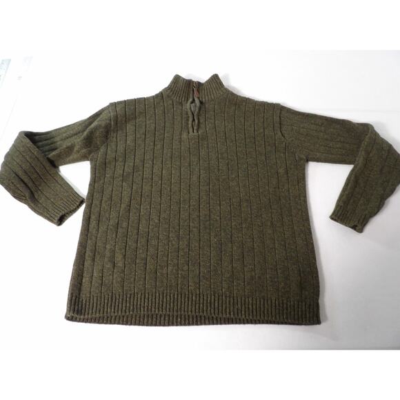 Oscar De La Renta Mens Sweter PullOver Knit Olive Green Knit Dad Core Mock Neck - Picture 2 of 9